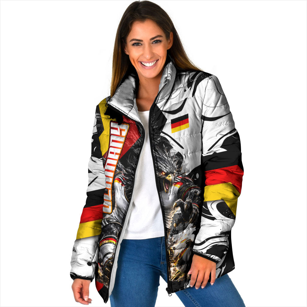 Personalized Germany Football 2026 Eagle Mascot Padded Jacket German Flag Heritage - Soccer Ball Burst