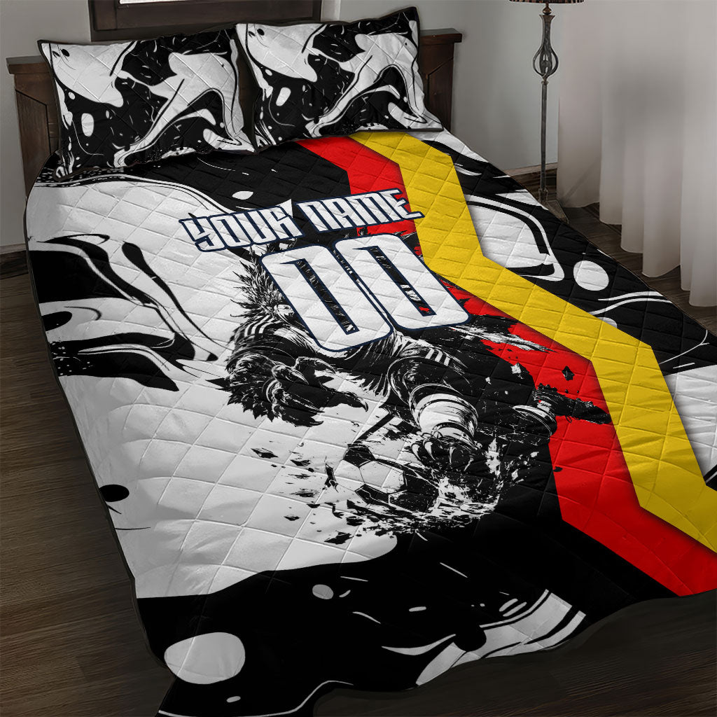 Personalized Germany Football 2026 Eagle Mascot Quilt Bed Set German Flag Heritage - Soccer Ball Burst