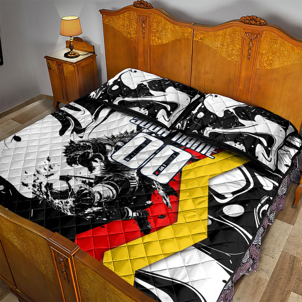 Personalized Germany Football 2026 Eagle Mascot Quilt Bed Set German Flag Heritage - Soccer Ball Burst