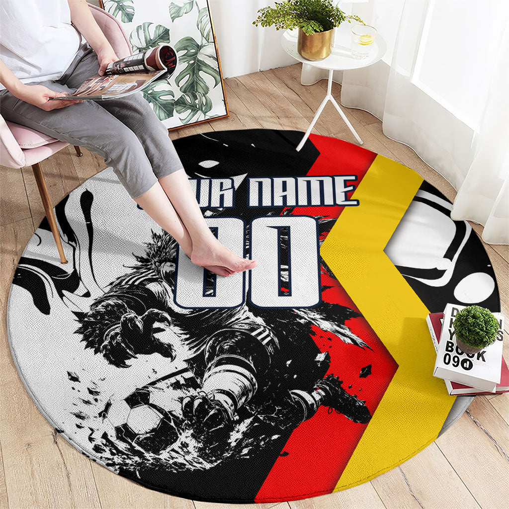 Personalized Germany Football 2026 Eagle Mascot Round Carpet German Flag Heritage - Soccer Ball Burst