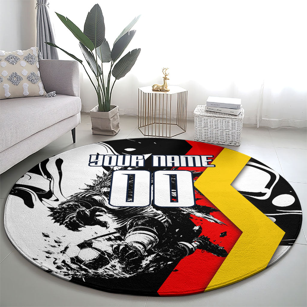 Personalized Germany Football 2026 Eagle Mascot Round Carpet German Flag Heritage - Soccer Ball Burst