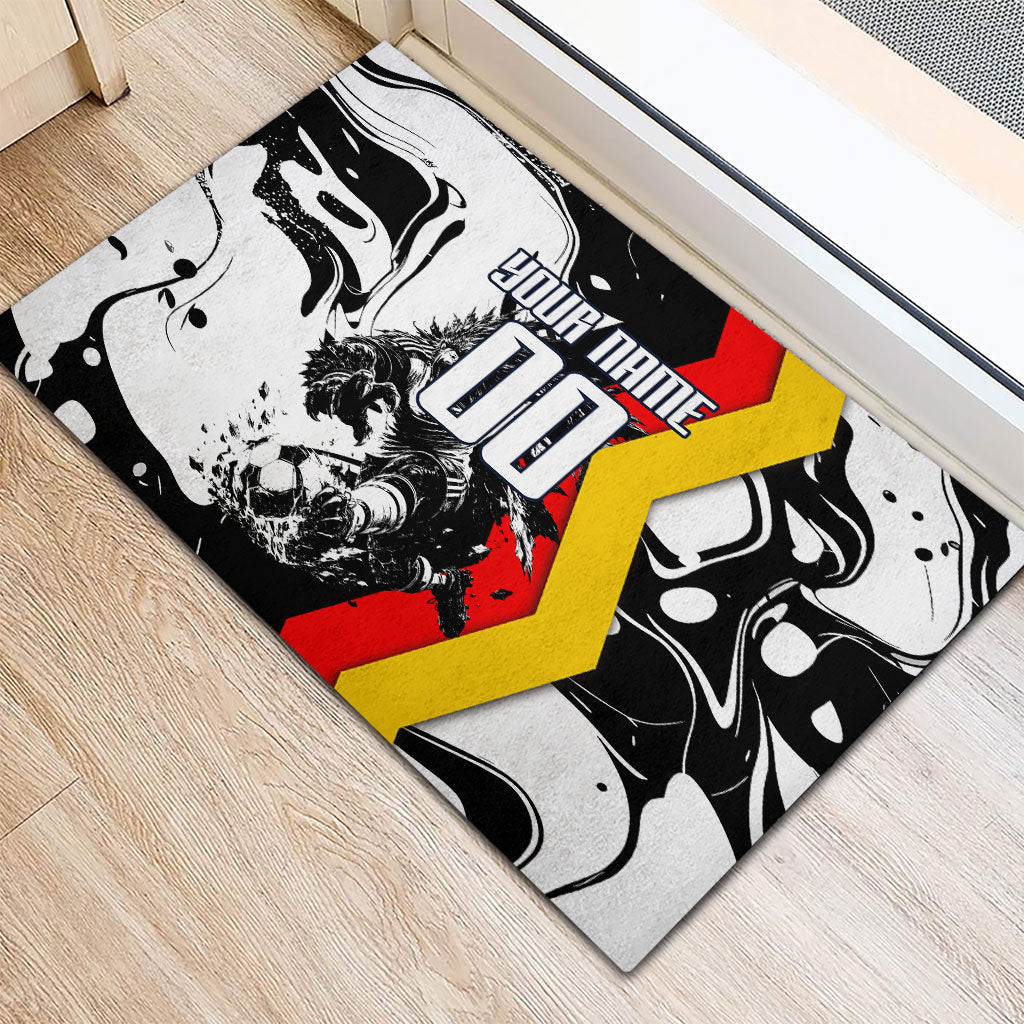 Personalized Germany Football 2026 Eagle Mascot Rubber Doormat German Flag Heritage - Soccer Ball Burst