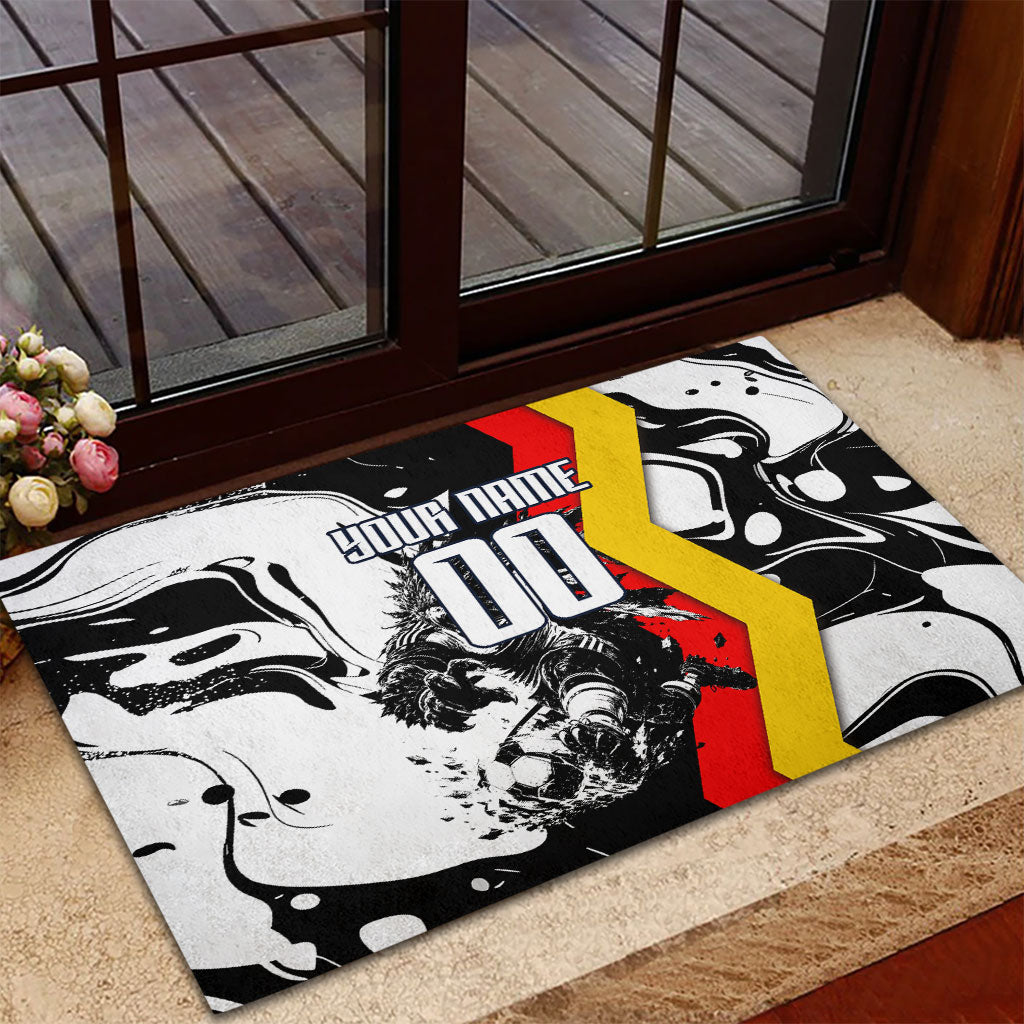 Personalized Germany Football 2026 Eagle Mascot Rubber Doormat German Flag Heritage - Soccer Ball Burst