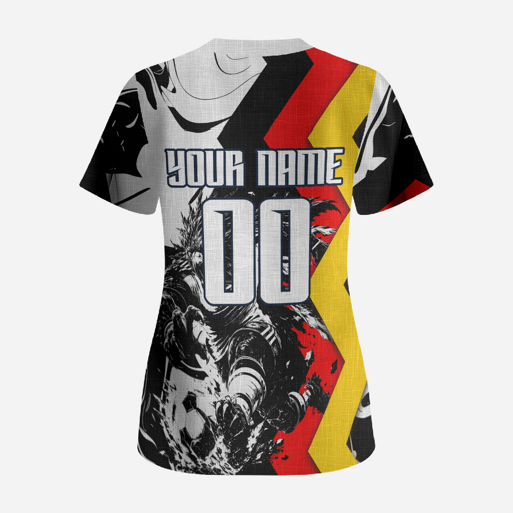 Personalized Germany Football 2026 Eagle Mascot Scrub Top German Flag Heritage - Soccer Ball Burst
