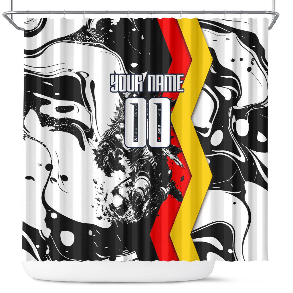 Personalized Germany Football 2026 Eagle Mascot Shower Curtain German Flag Heritage - Soccer Ball Burst
