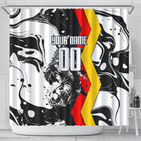 Personalized Germany Football 2026 Eagle Mascot Shower Curtain German Flag Heritage - Soccer Ball Burst