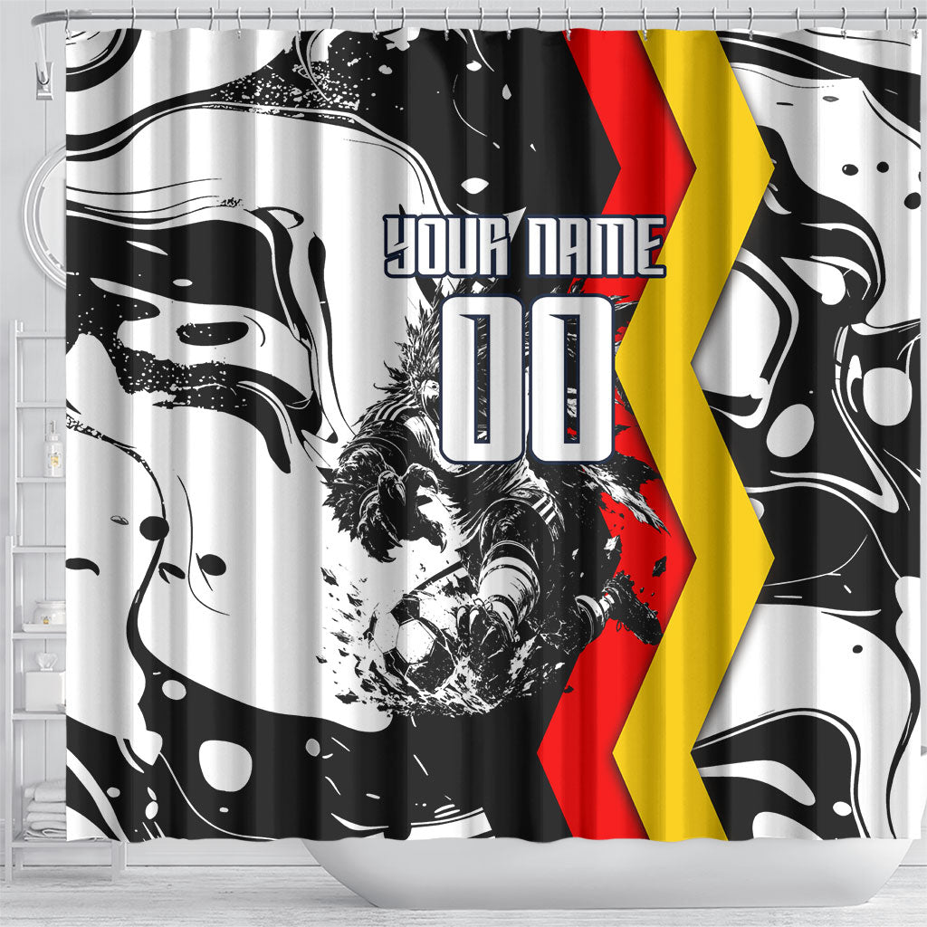 Personalized Germany Football 2026 Eagle Mascot Shower Curtain German Flag Heritage - Soccer Ball Burst