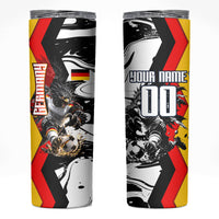 Personalized Germany Football 2026 Eagle Mascot Skinny Tumbler German Flag Heritage - Soccer Ball Burst