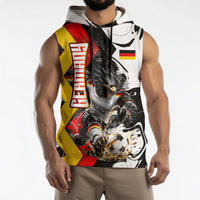 Personalized Germany Football 2026 Eagle Mascot Sleeveless Hoodie German Flag Heritage - Soccer Ball Burst