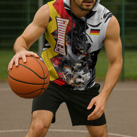 Personalized Germany Football 2026 Eagle Mascot Sleeveless Hoodie German Flag Heritage - Soccer Ball Burst