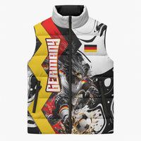 Personalized Germany Football 2026 Eagle Mascot Sleeveless Puffer Jacket German Flag Heritage - Soccer Ball Burst