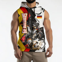 Personalized Germany Football 2026 Eagle Mascot Sleeveless Zip Hoodie German Flag Heritage - Soccer Ball Burst