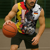 Personalized Germany Football 2026 Eagle Mascot Sleeveless Zip Hoodie German Flag Heritage - Soccer Ball Burst