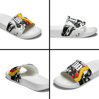Personalized Germany Football 2026 Eagle Mascot Slide Sandals German Flag Heritage - Soccer Ball Burst
