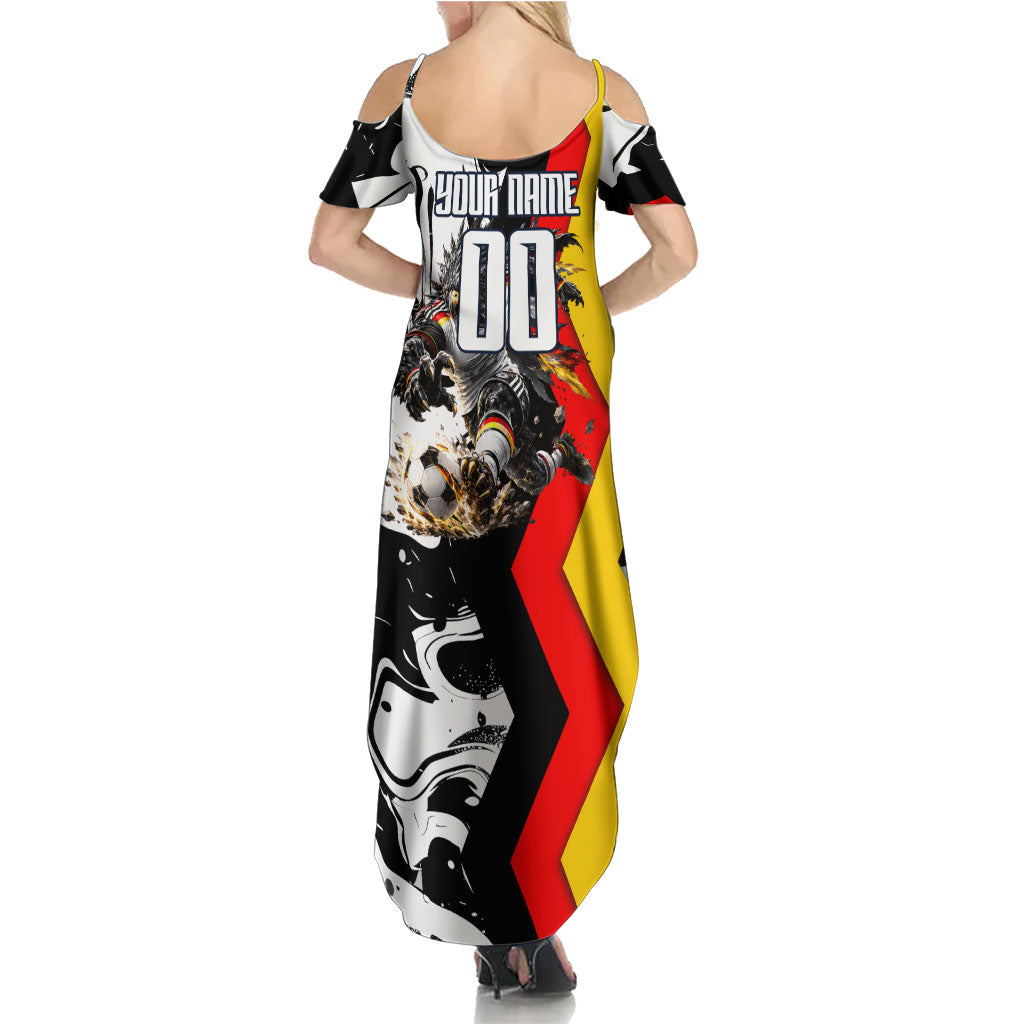 Personalized Germany Football 2026 Eagle Mascot Summer Maxi Dress German Flag Heritage - Soccer Ball Burst