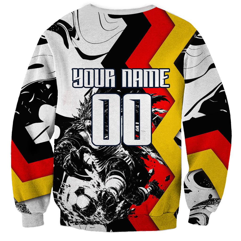 Personalized Germany Football 2026 Eagle Mascot Sweatshirt German Flag Heritage - Soccer Ball Burst
