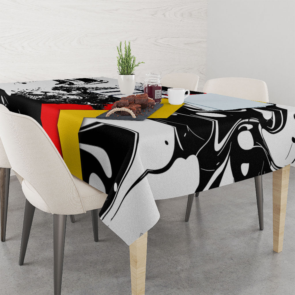 Personalized Germany Football 2026 Eagle Mascot Tablecloth German Flag Heritage - Soccer Ball Burst