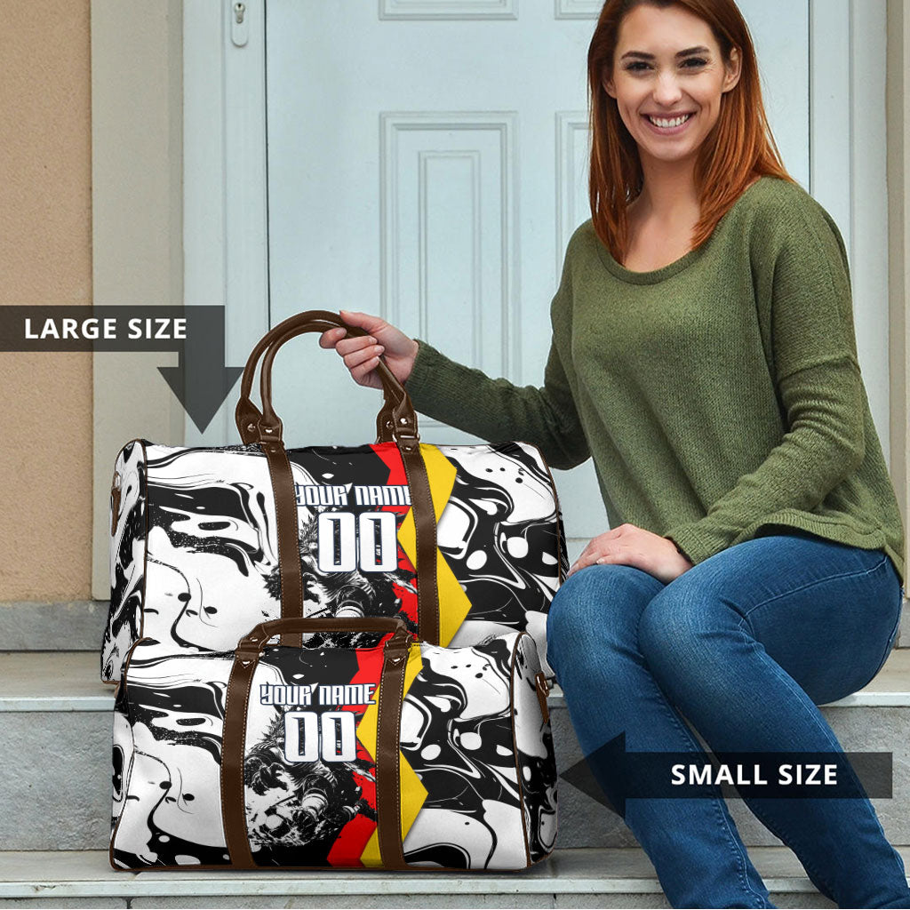 Personalized Germany Football 2026 Eagle Mascot Travel Bag German Flag Heritage - Soccer Ball Burst