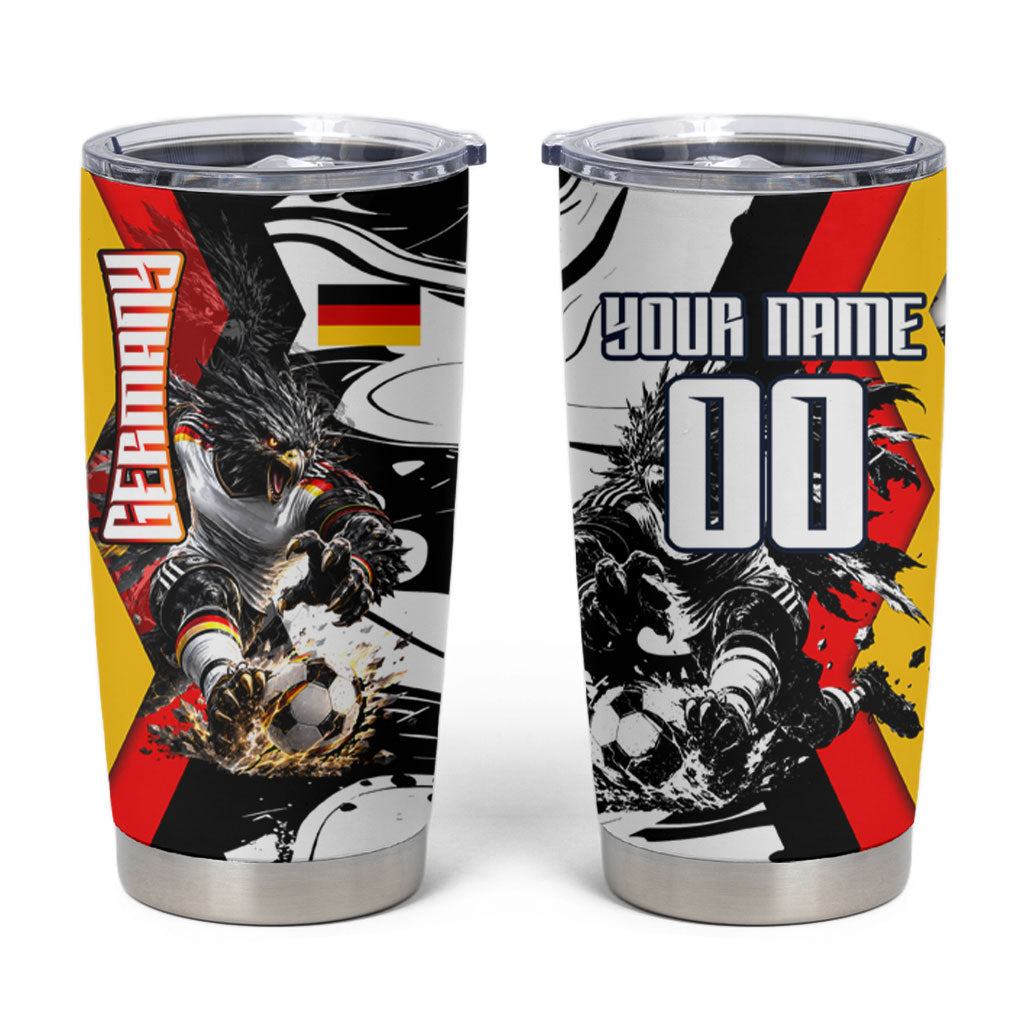 Personalized Germany Football 2026 Eagle Mascot Tumbler Cup German Flag Heritage - Soccer Ball Burst