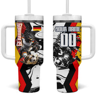 Personalized Germany Football 2026 Eagle Mascot Tumbler With Handle German Flag Heritage - Soccer Ball Burst