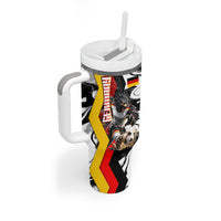 Personalized Germany Football 2026 Eagle Mascot Tumbler With Handle German Flag Heritage - Soccer Ball Burst