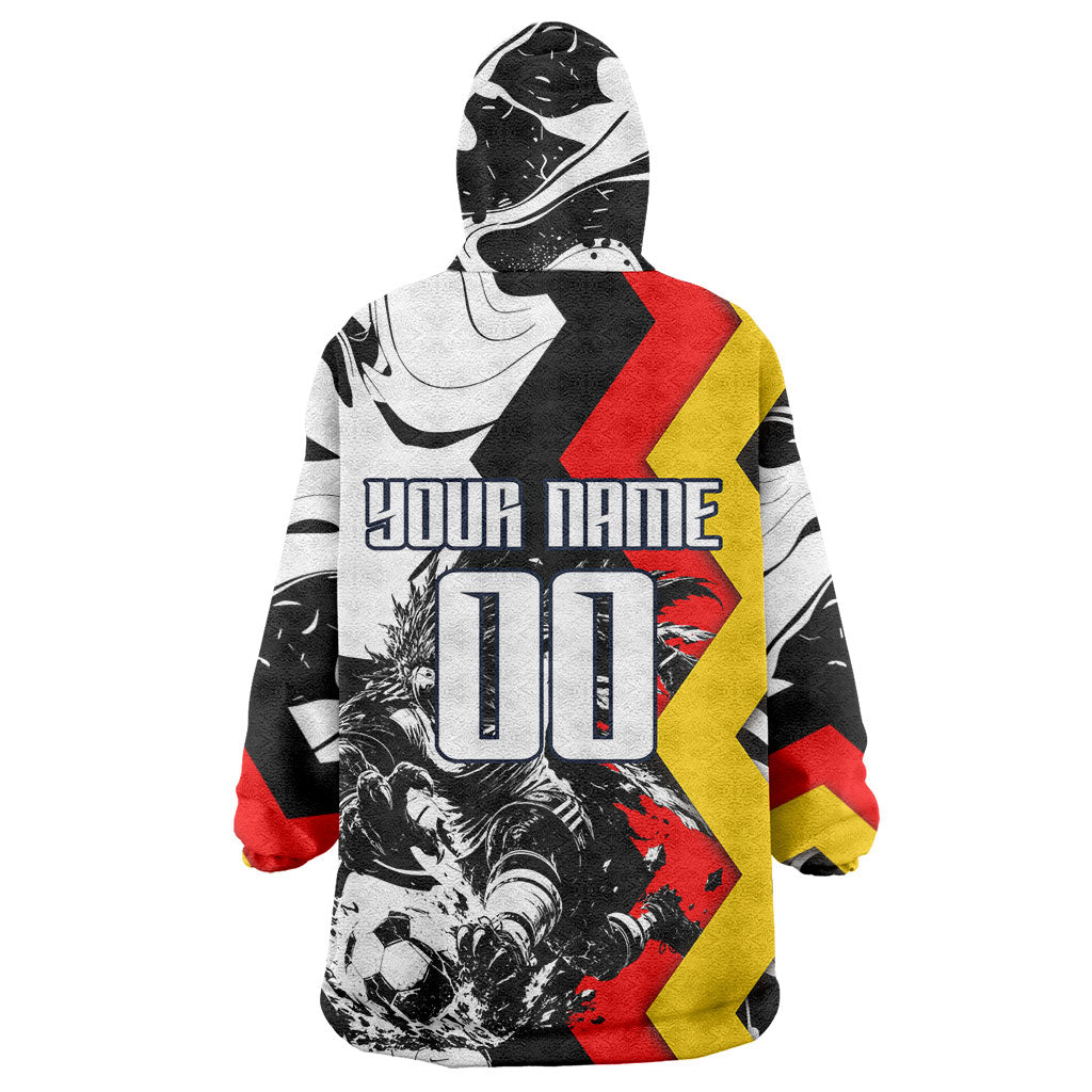 Personalized Germany Football 2026 Eagle Mascot Wearable Blanket Hoodie German Flag Heritage - Soccer Ball Burst