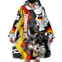 Personalized Germany Football 2026 Eagle Mascot Wearable Blanket Hoodie German Flag Heritage - Soccer Ball Burst