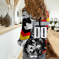 Personalized Germany Football 2026 Eagle Mascot Women Casual Shirt German Flag Heritage - Soccer Ball Burst
