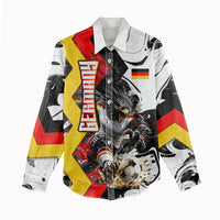 Personalized Germany Football 2026 Eagle Mascot Women Casual Shirt German Flag Heritage - Soccer Ball Burst