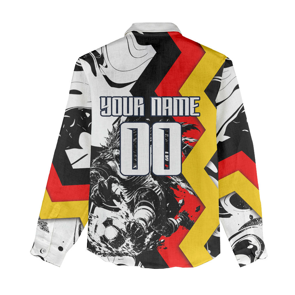 Personalized Germany Football 2026 Eagle Mascot Women Casual Shirt German Flag Heritage - Soccer Ball Burst
