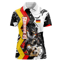 Personalized Germany Football 2026 Eagle Mascot Women Polo Shirt German Flag Heritage - Soccer Ball Burst