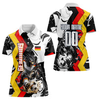Personalized Germany Football 2026 Eagle Mascot Women Polo Shirt German Flag Heritage - Soccer Ball Burst