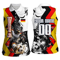 Personalized Germany Football 2026 Eagle Mascot Women Sleeveless Polo Shirt German Flag Heritage - Soccer Ball Burst