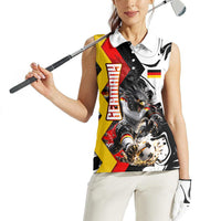 Personalized Germany Football 2026 Eagle Mascot Women Sleeveless Polo Shirt German Flag Heritage - Soccer Ball Burst
