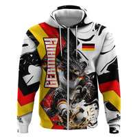 Personalized Germany Football 2026 Eagle Mascot Zip Hoodie German Flag Heritage - Soccer Ball Burst