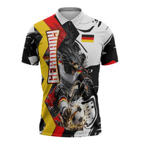 Personalized Germany Football 2026 Eagle Mascot Zipper Polo Shirt German Flag Heritage - Soccer Ball Burst