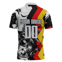 Personalized Germany Football 2026 Eagle Mascot Zipper Polo Shirt German Flag Heritage - Soccer Ball Burst