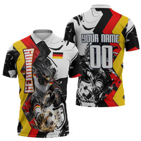 Personalized Germany Football 2026 Eagle Mascot Zipper Polo Shirt German Flag Heritage - Soccer Ball Burst