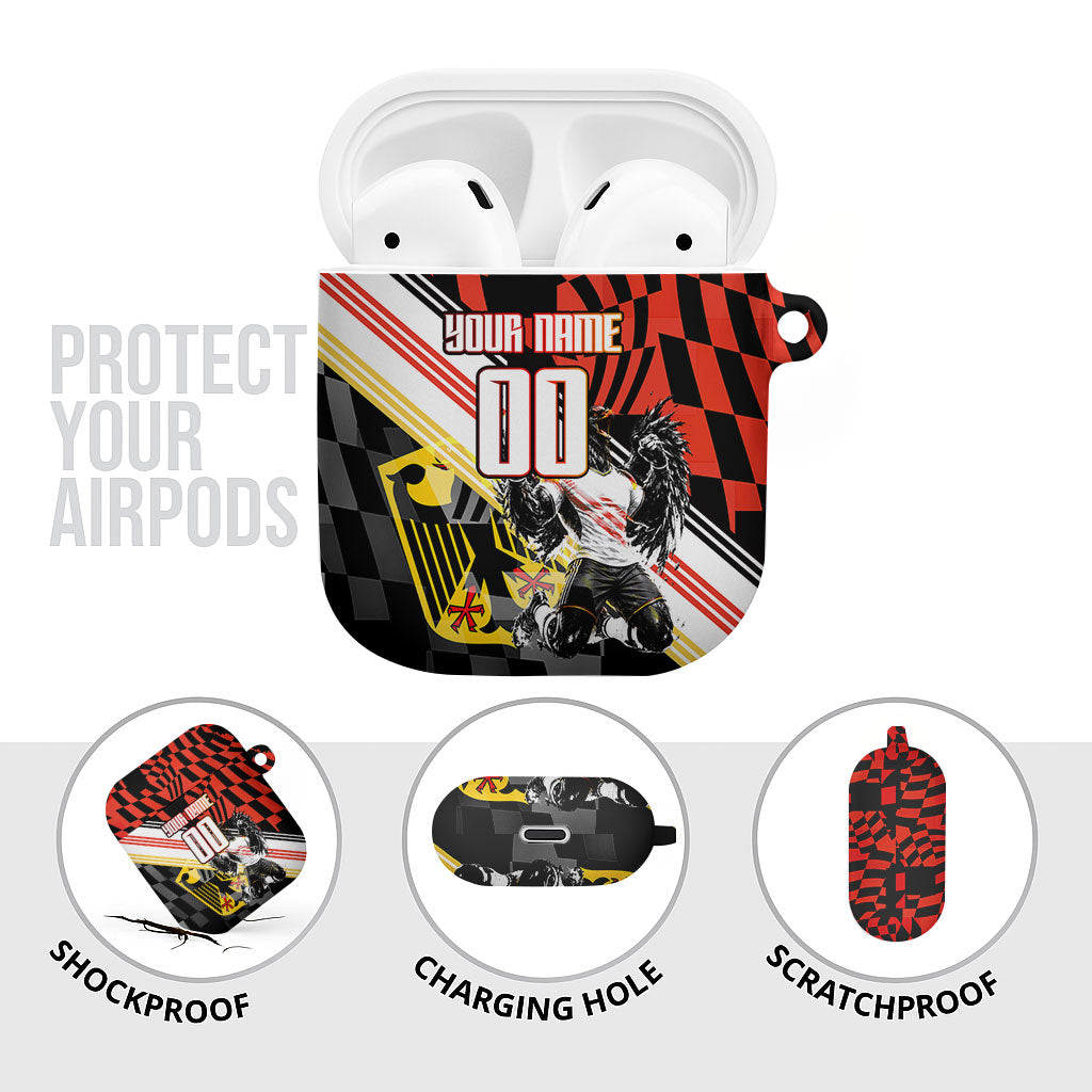 Personalized Germany Football AirPods Case Deutschland Power Eagle Mascot - Championship Spirit