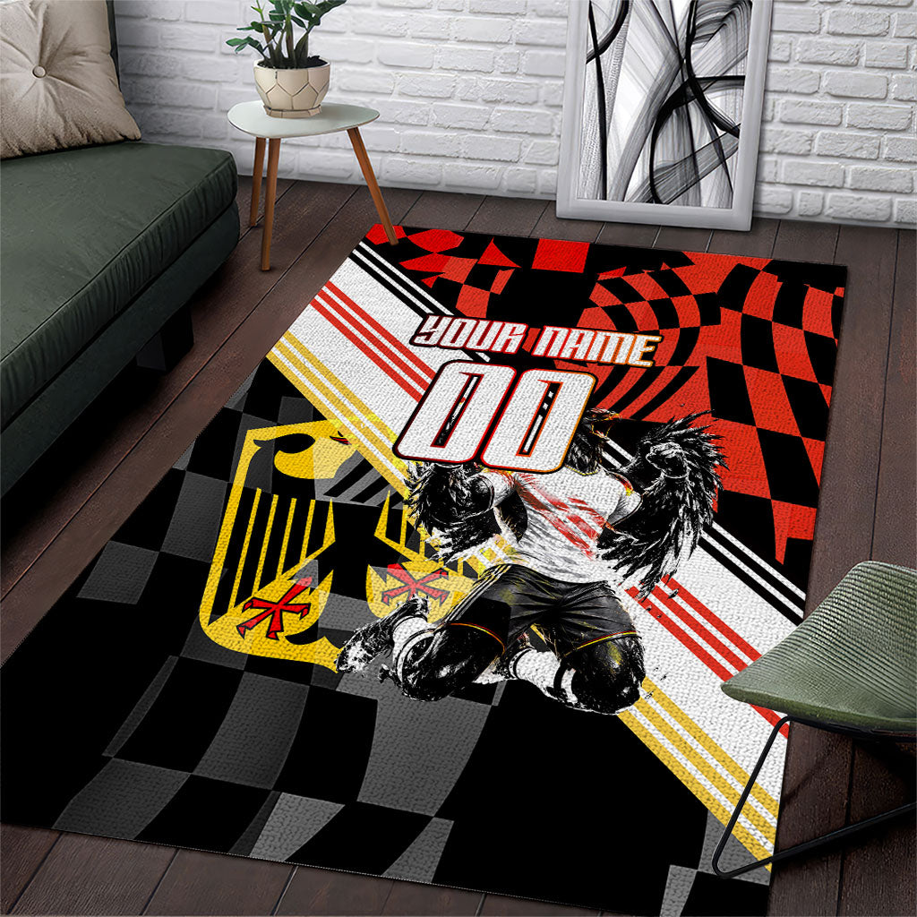 Personalized Germany Football Area Rug Deutschland Power Eagle Mascot - Championship Spirit