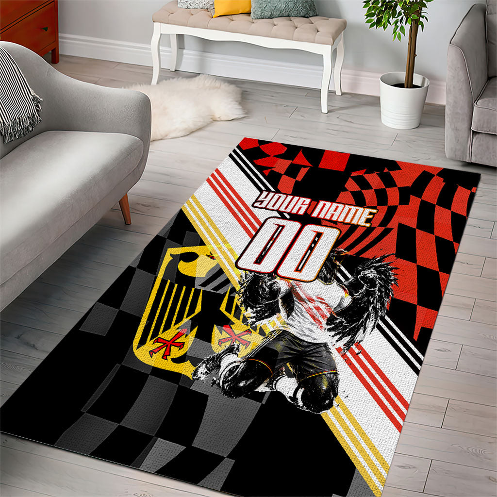 Personalized Germany Football Area Rug Deutschland Power Eagle Mascot - Championship Spirit