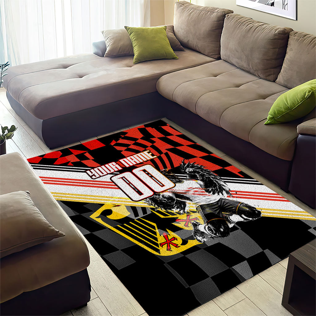 Personalized Germany Football Area Rug Deutschland Power Eagle Mascot - Championship Spirit
