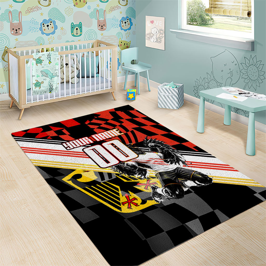Personalized Germany Football Area Rug Deutschland Power Eagle Mascot - Championship Spirit