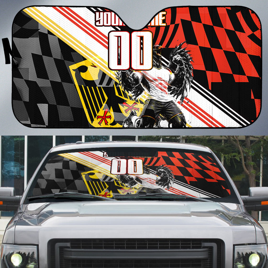 Personalized Germany Football Auto Sun Shade Deutschland Power Eagle Mascot - Championship Spirit