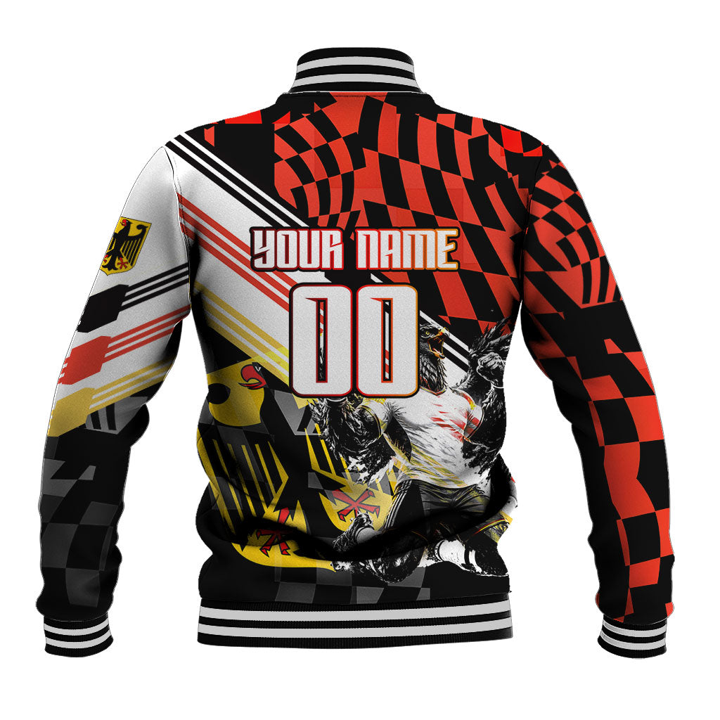 Personalized Germany Football Baseball Jacket Deutschland Power Eagle Mascot - Championship Spirit