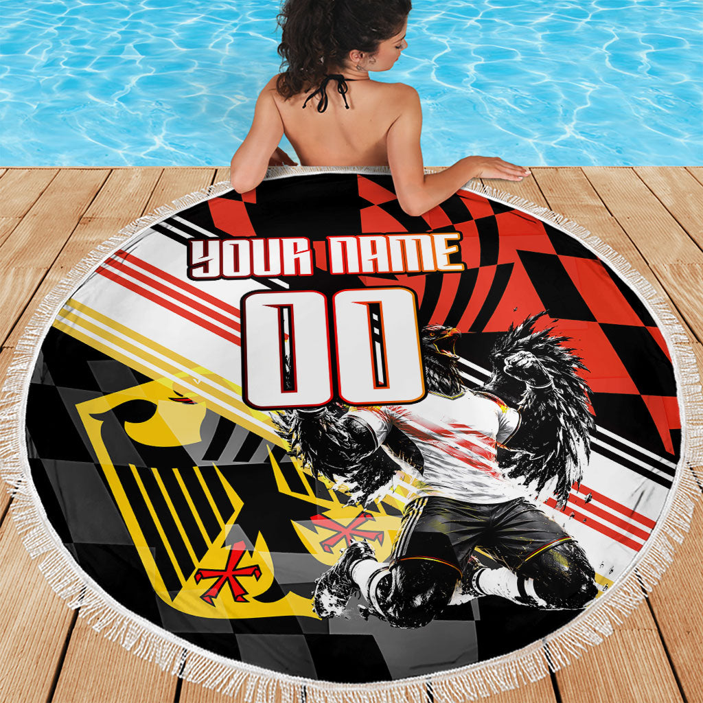 Personalized Germany Football Beach Blanket Deutschland Power Eagle Mascot - Championship Spirit