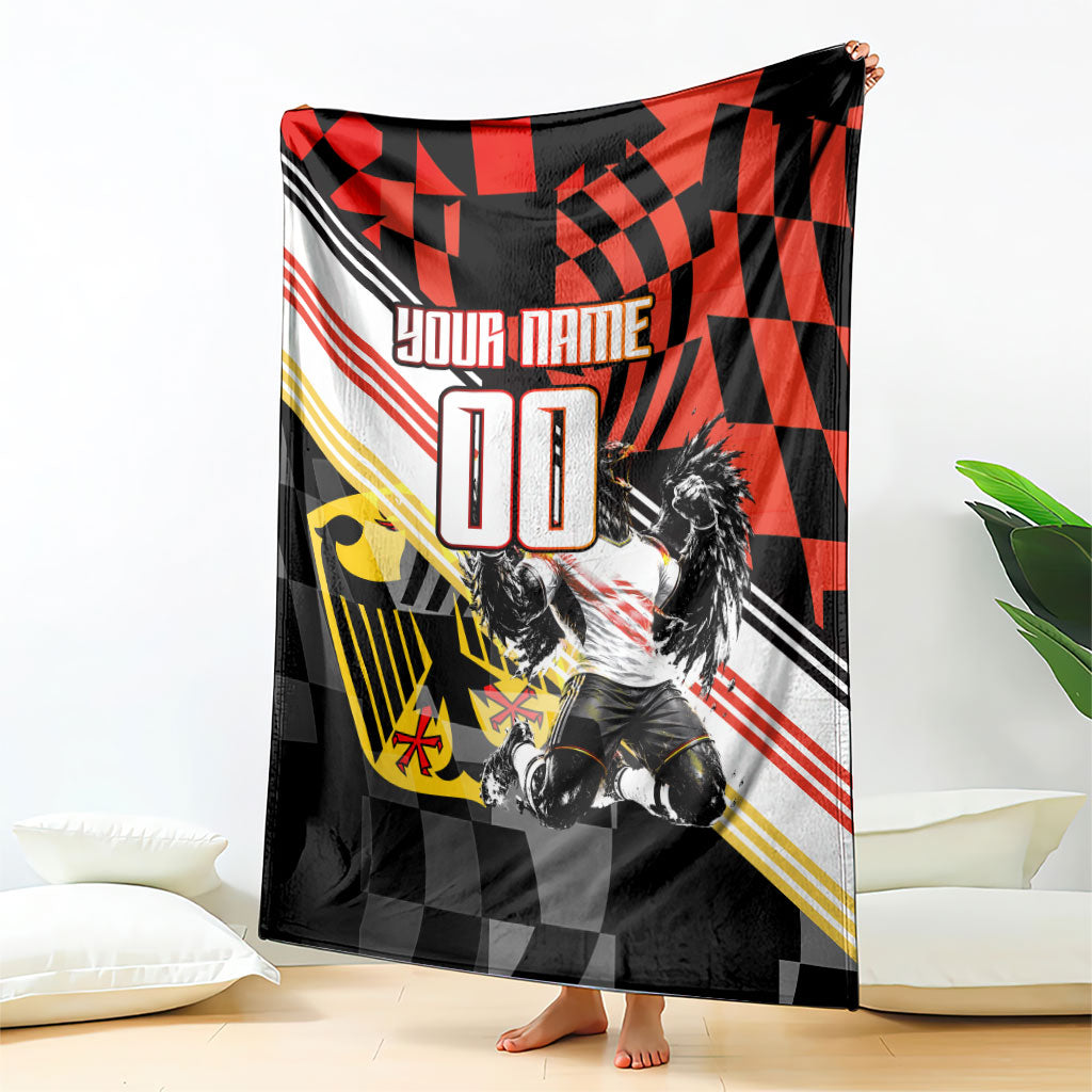 Personalized Germany Football Blanket Deutschland Power Eagle Mascot - Championship Spirit