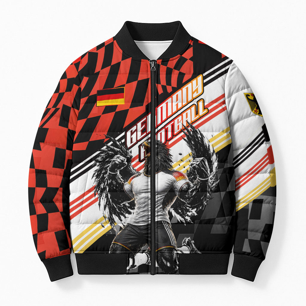 Personalized Germany Football Bomber Puffer Jacket Deutschland Power Eagle Mascot - Championship Spirit