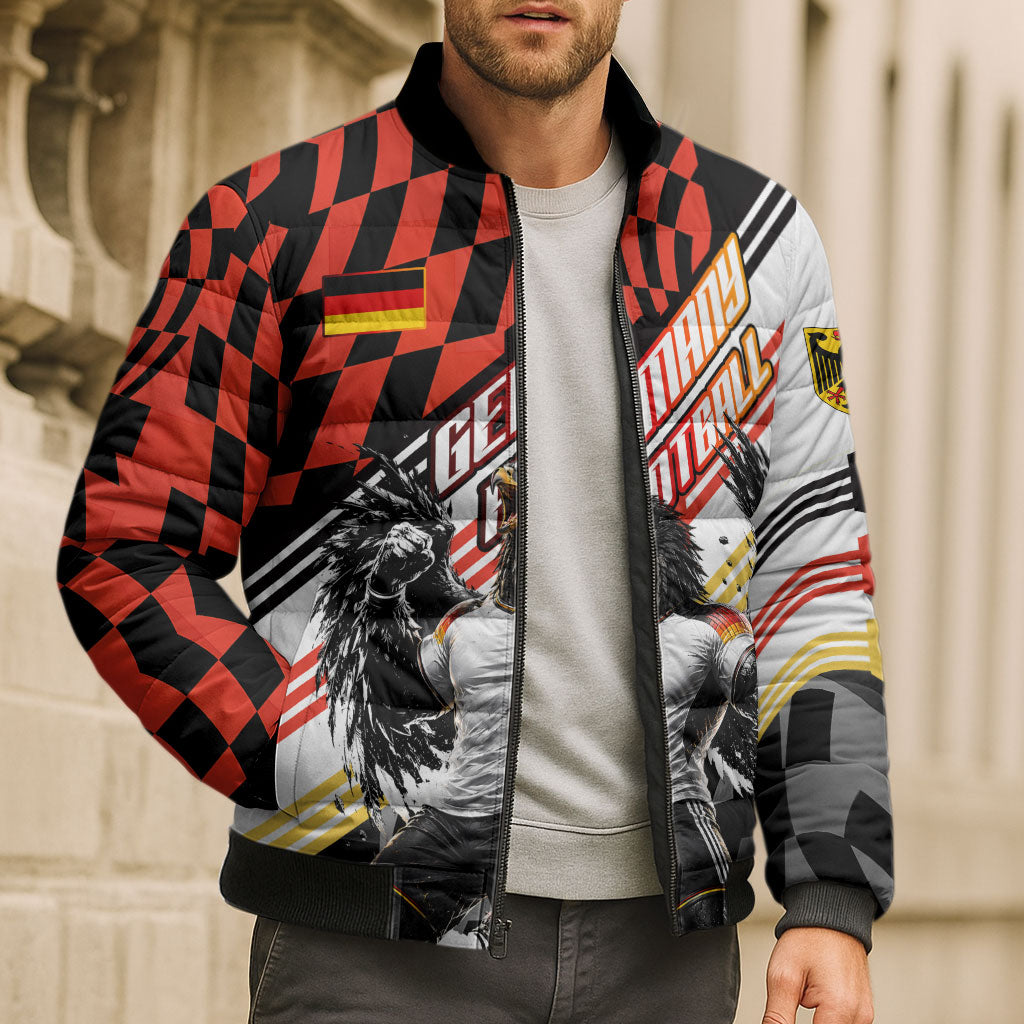 Personalized Germany Football Bomber Puffer Jacket Deutschland Power Eagle Mascot - Championship Spirit