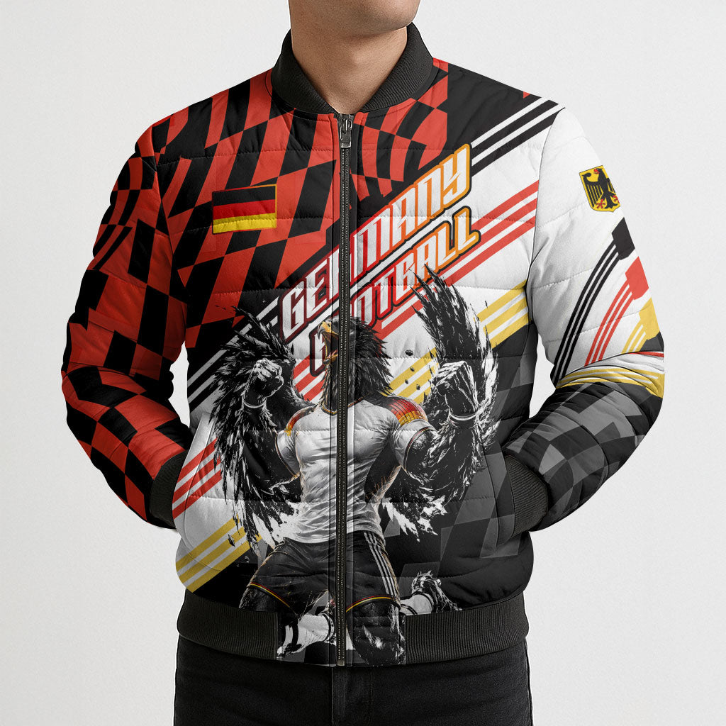 Personalized Germany Football Bomber Puffer Jacket Deutschland Power Eagle Mascot - Championship Spirit